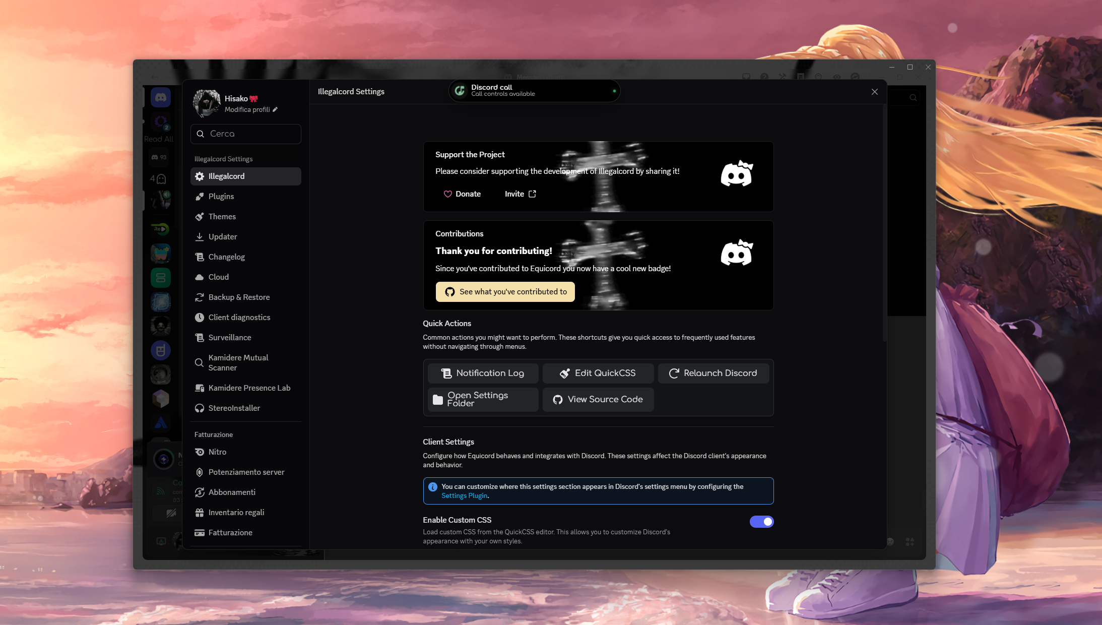 Illegalcord settings interface preview